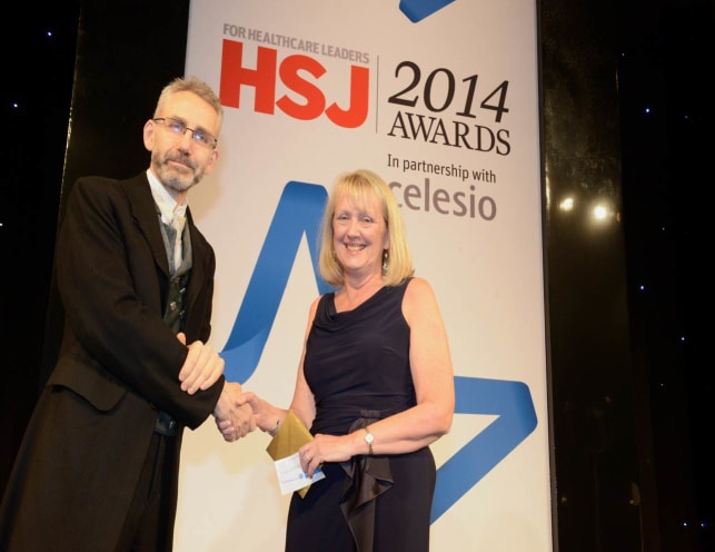 Image: Mary Nisbett receiving HSJ Award 2014