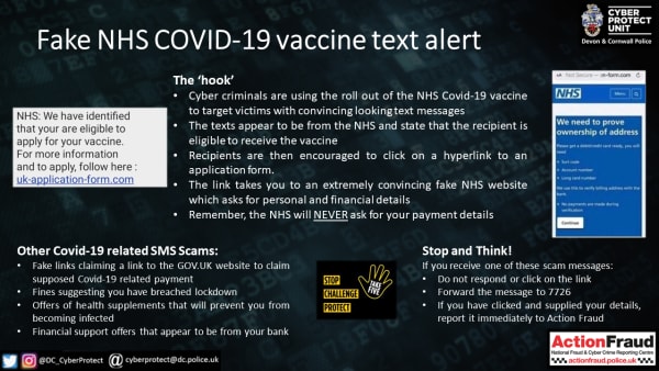 Be Alert: Fake NHS COVID-19 Vaccine Text Alert
